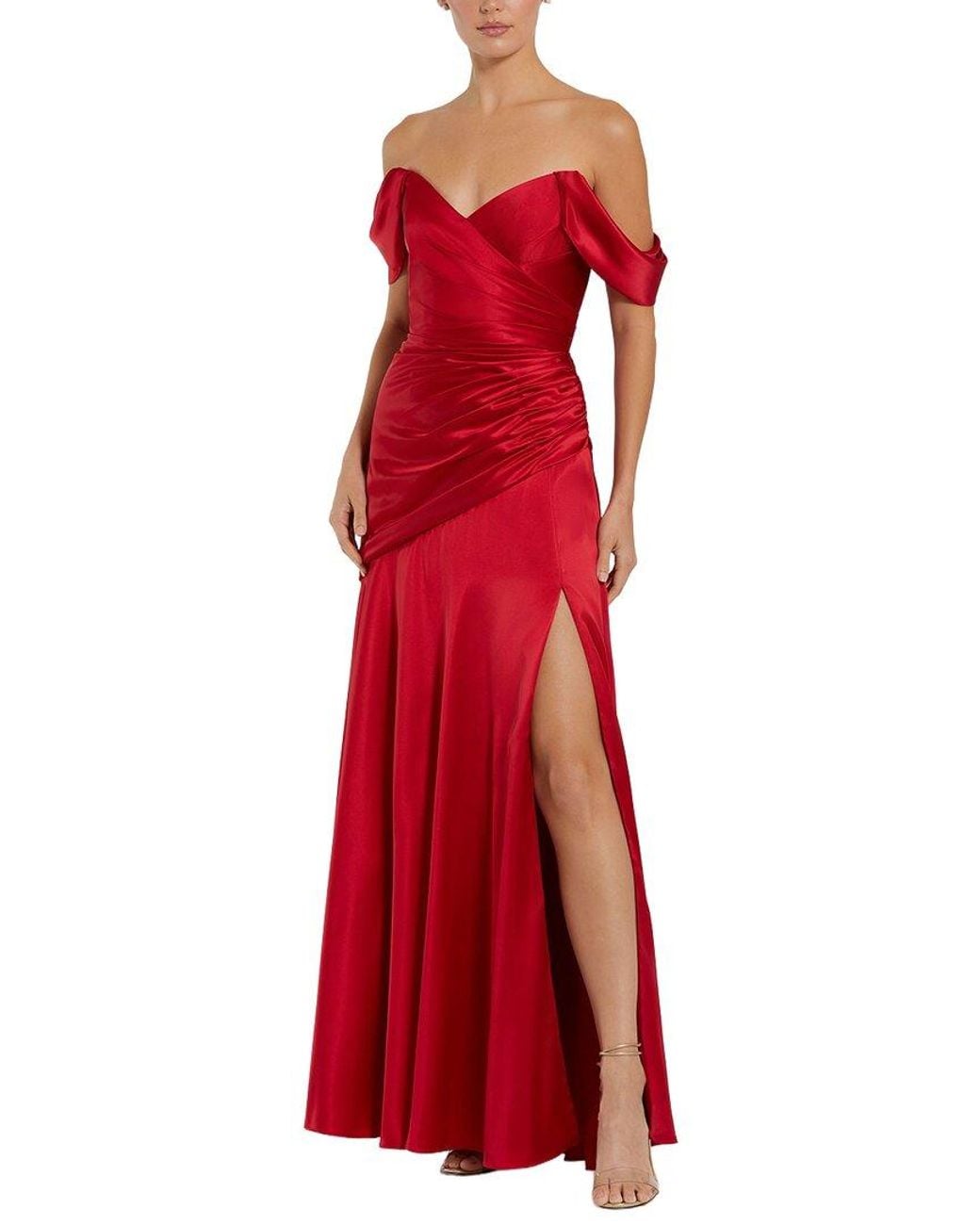 Mac Duggal Red Slit Long Dress