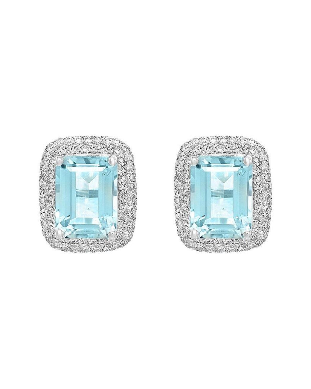 Effy Fine Jewelry Blue 14K 3.65 Ct. Tw. Diamond & Aquamarine Earrings