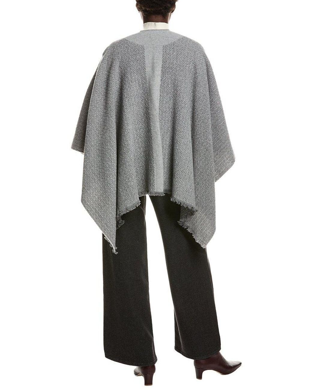 Rag & Bone Gray Joni Tweed Reversible Wool Poncho