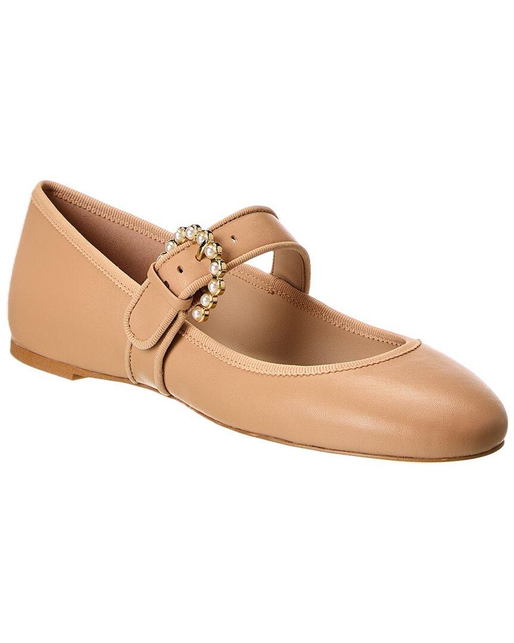 Stuart Weitzman Natural Piper Leather Ballet Flat