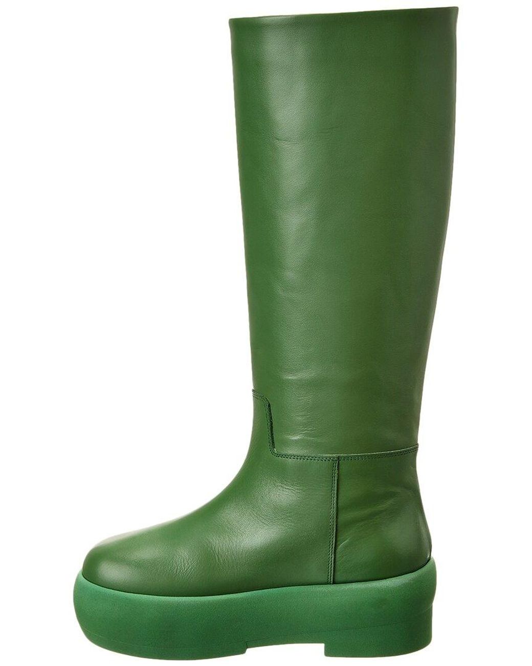 Gia Borghini Green Gia 16 Leather Knee-High Platform Boot