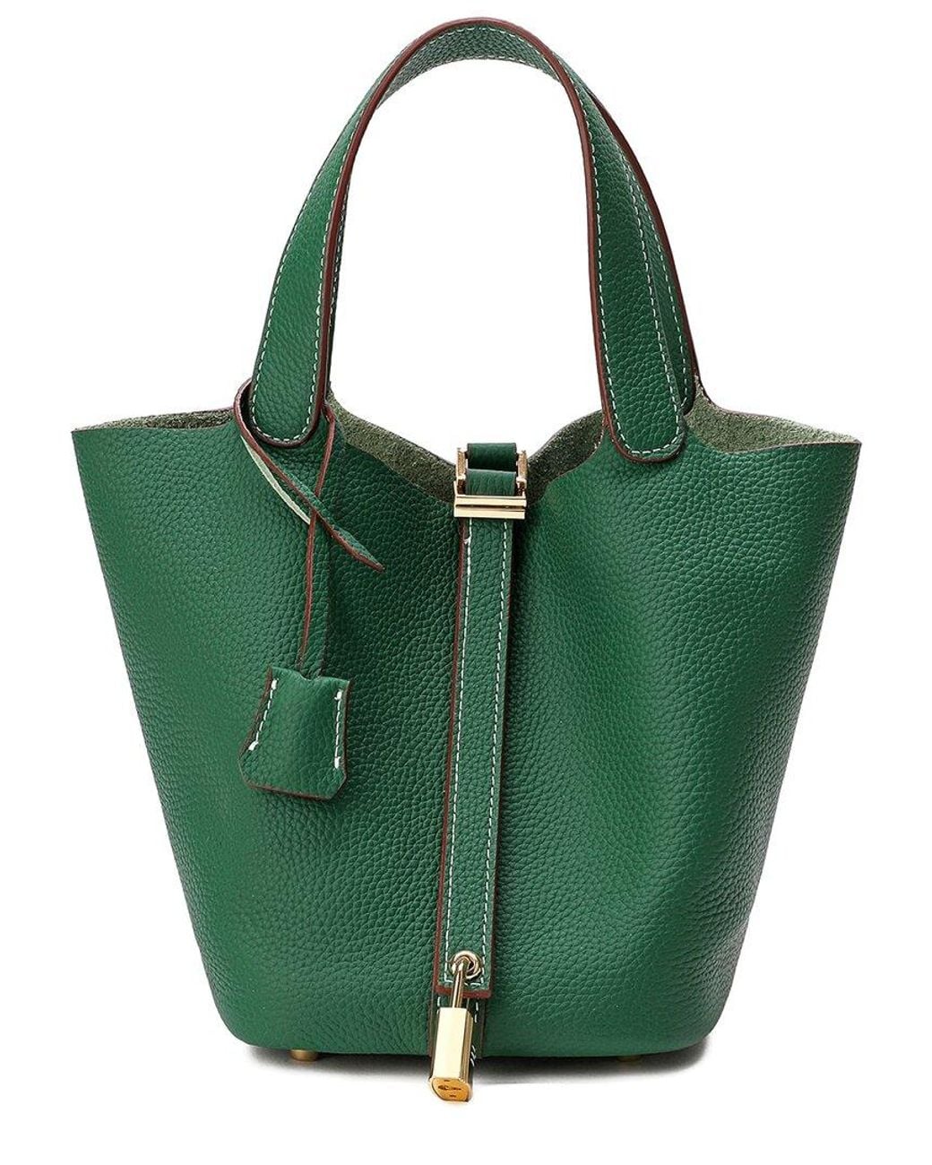 Tiffany & Fred Paris Green Leather Top Handle Satchel