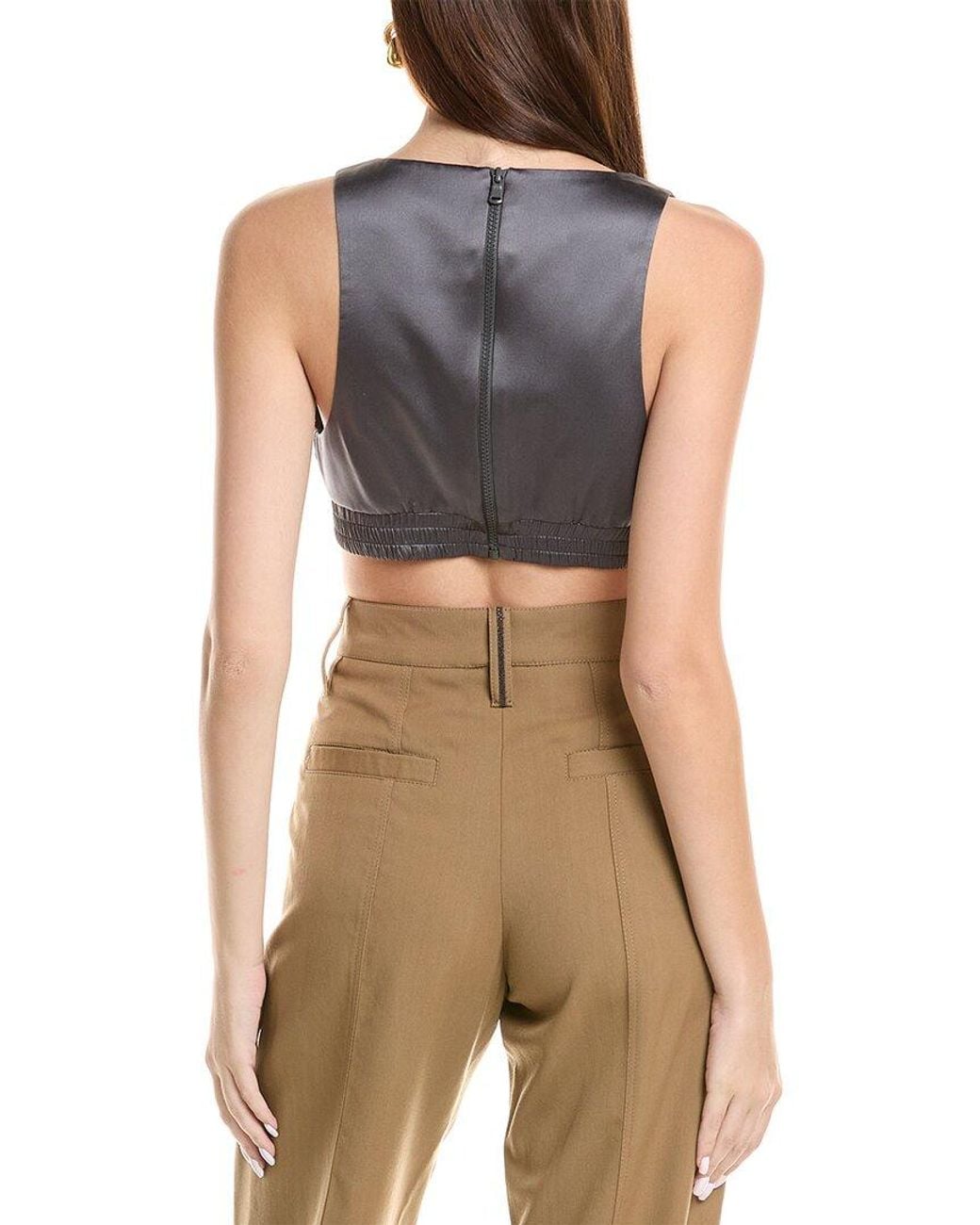 Brunello Cucinelli Gray Silk-Blend Top