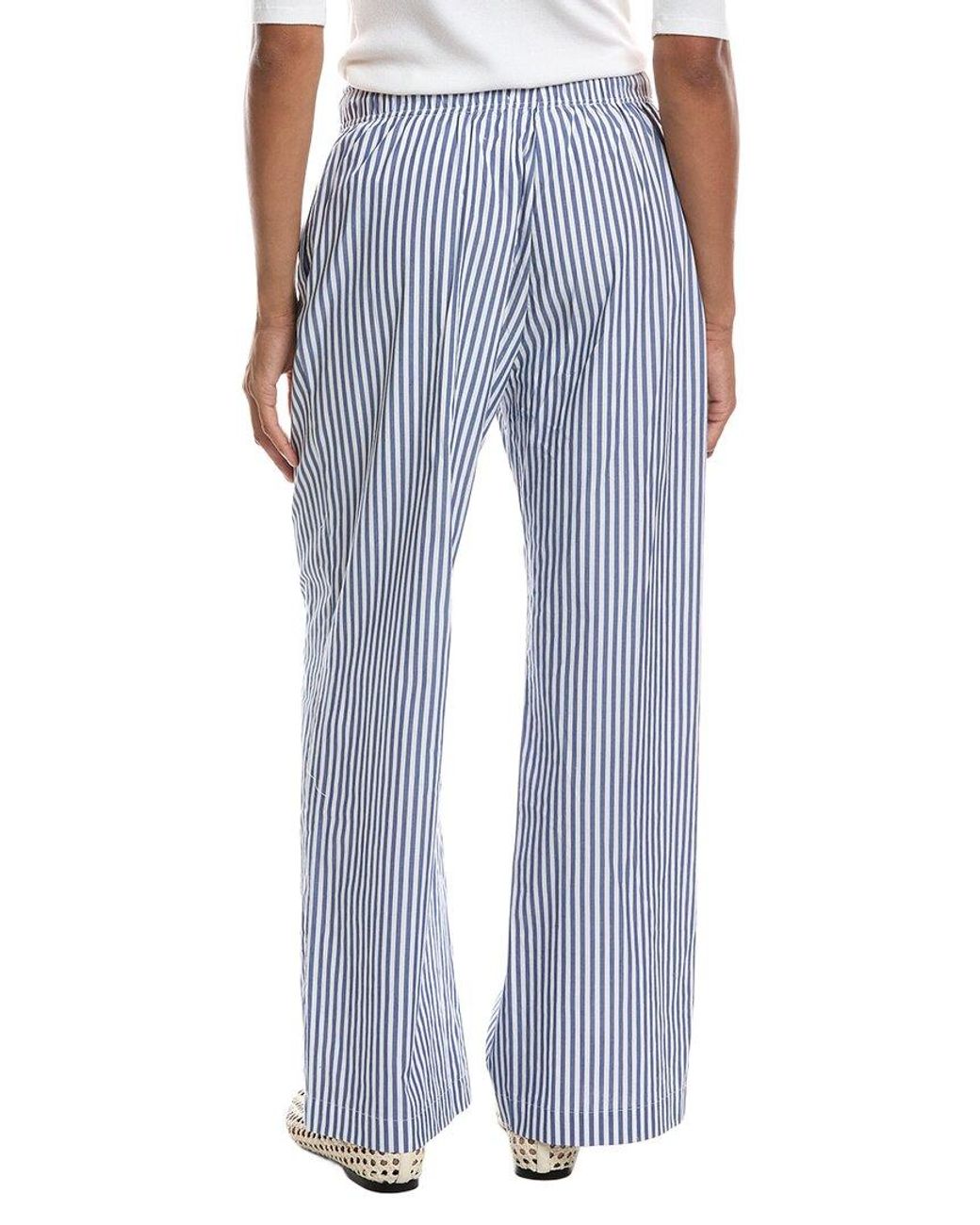 PERFECTWHITETEE Blue Andi Stripe Poplin Wide Leg Pant