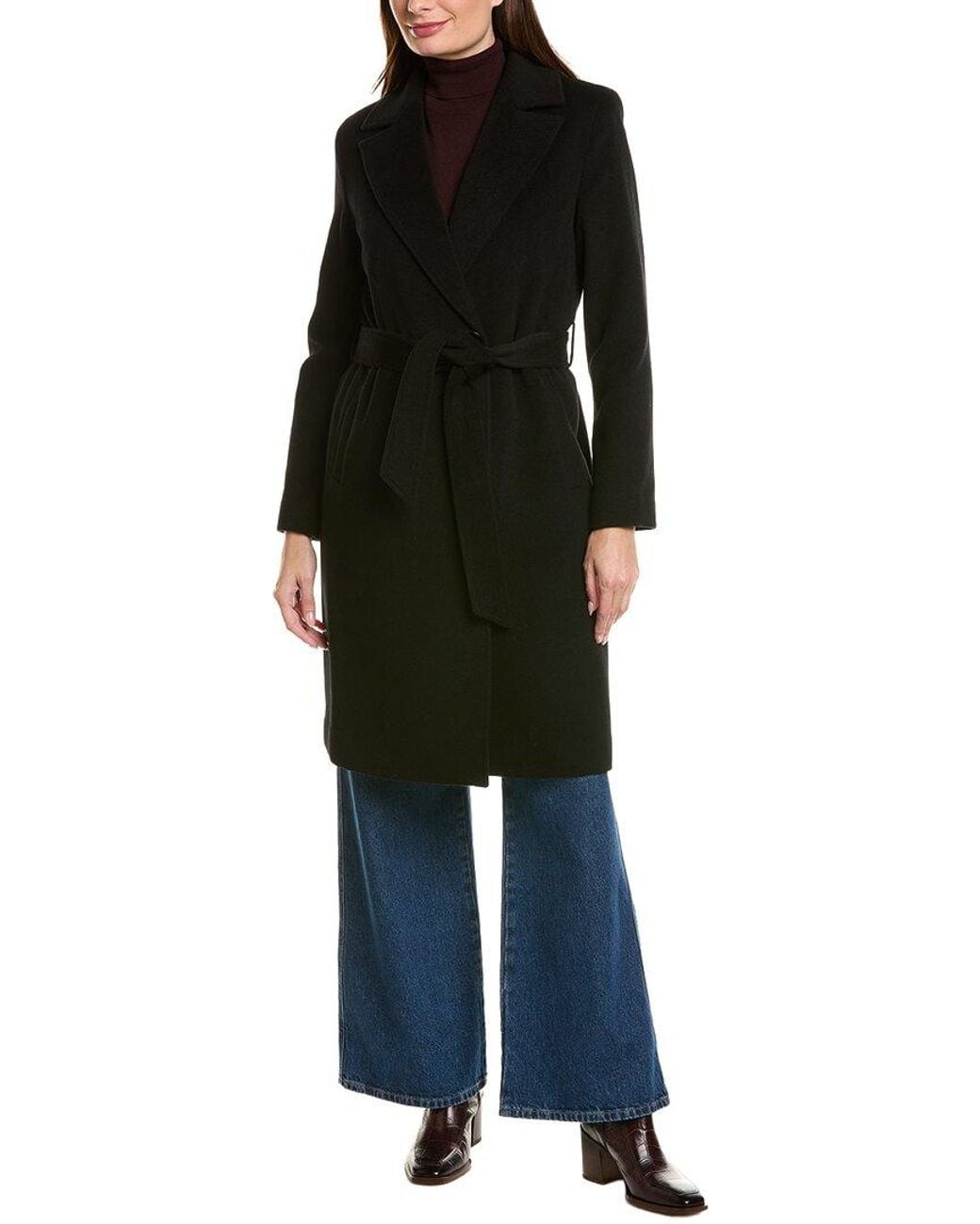 Sofiacashmere Black Sofiacashmere Wool & Cashmere-Blend Coat