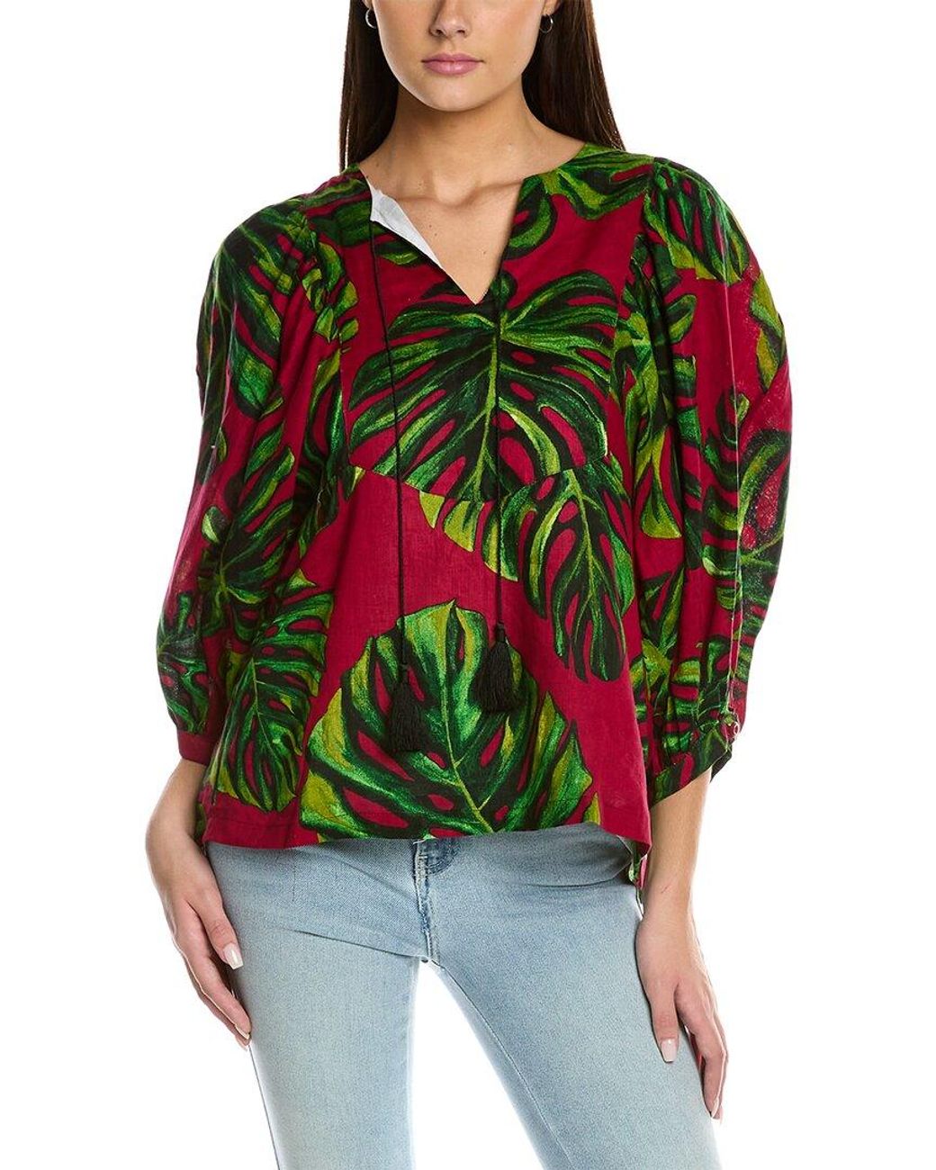 Samantha Sung Red Anastasia Linen Top