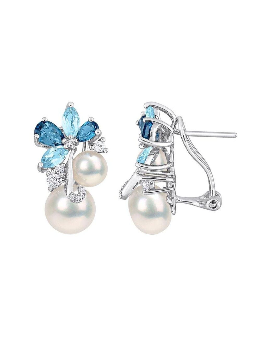 Rina Limor Blue 2.92 Ct. Tw. Gemstone & Pearl Dangle Earrings