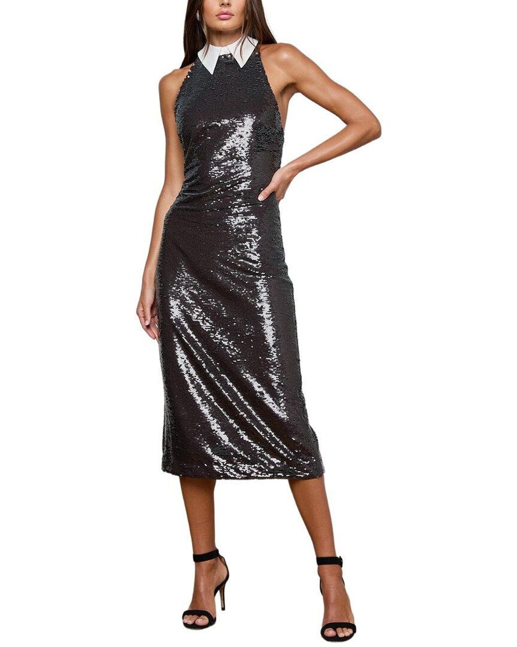 L'Agence Black Lilith Midi Dress