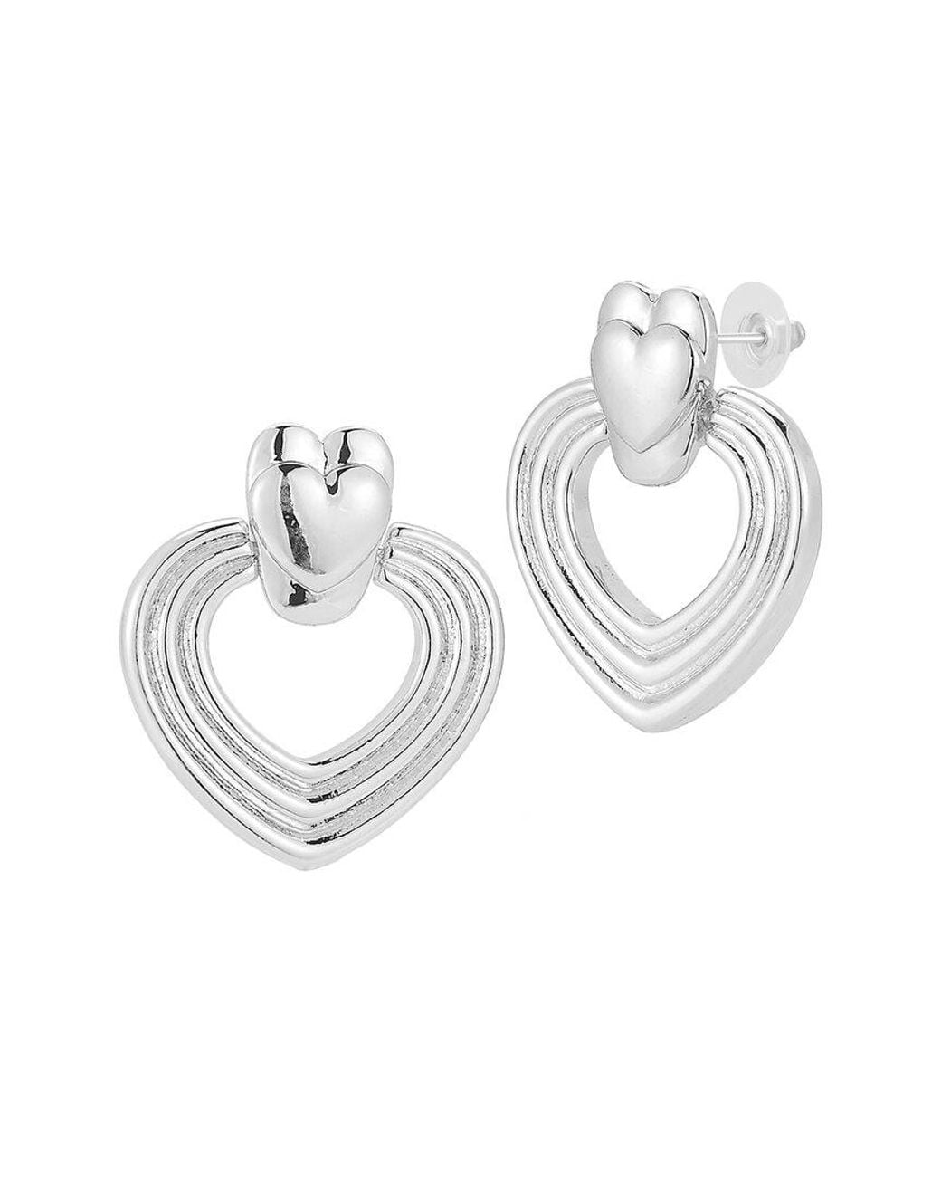 Sphera Milano White Plated Heart Earrings