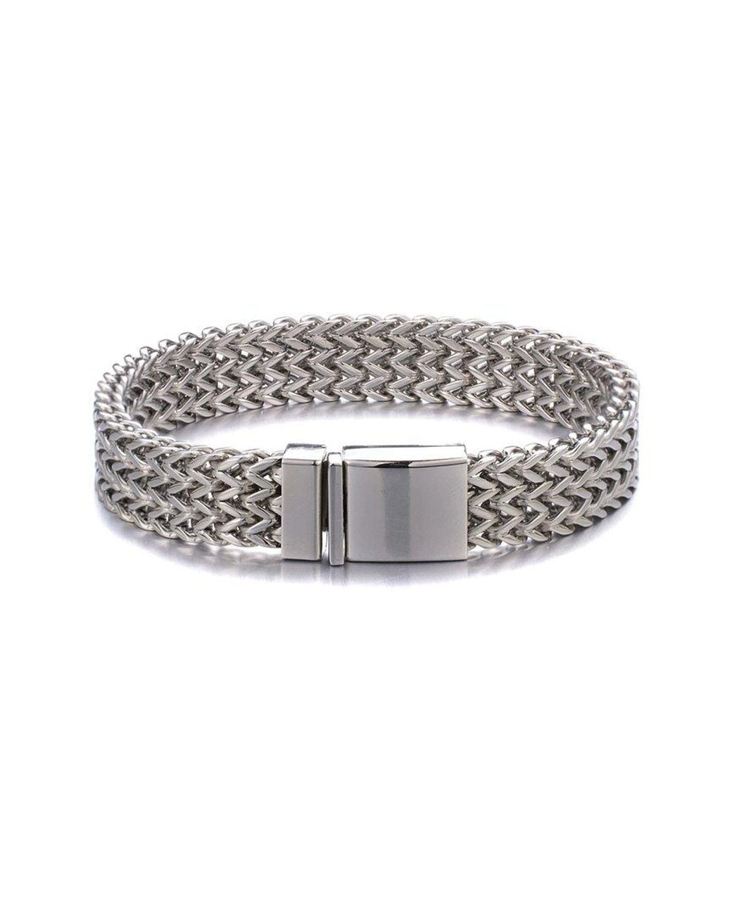 jean claude White Stainless Steel Zigzag Bracelet for men