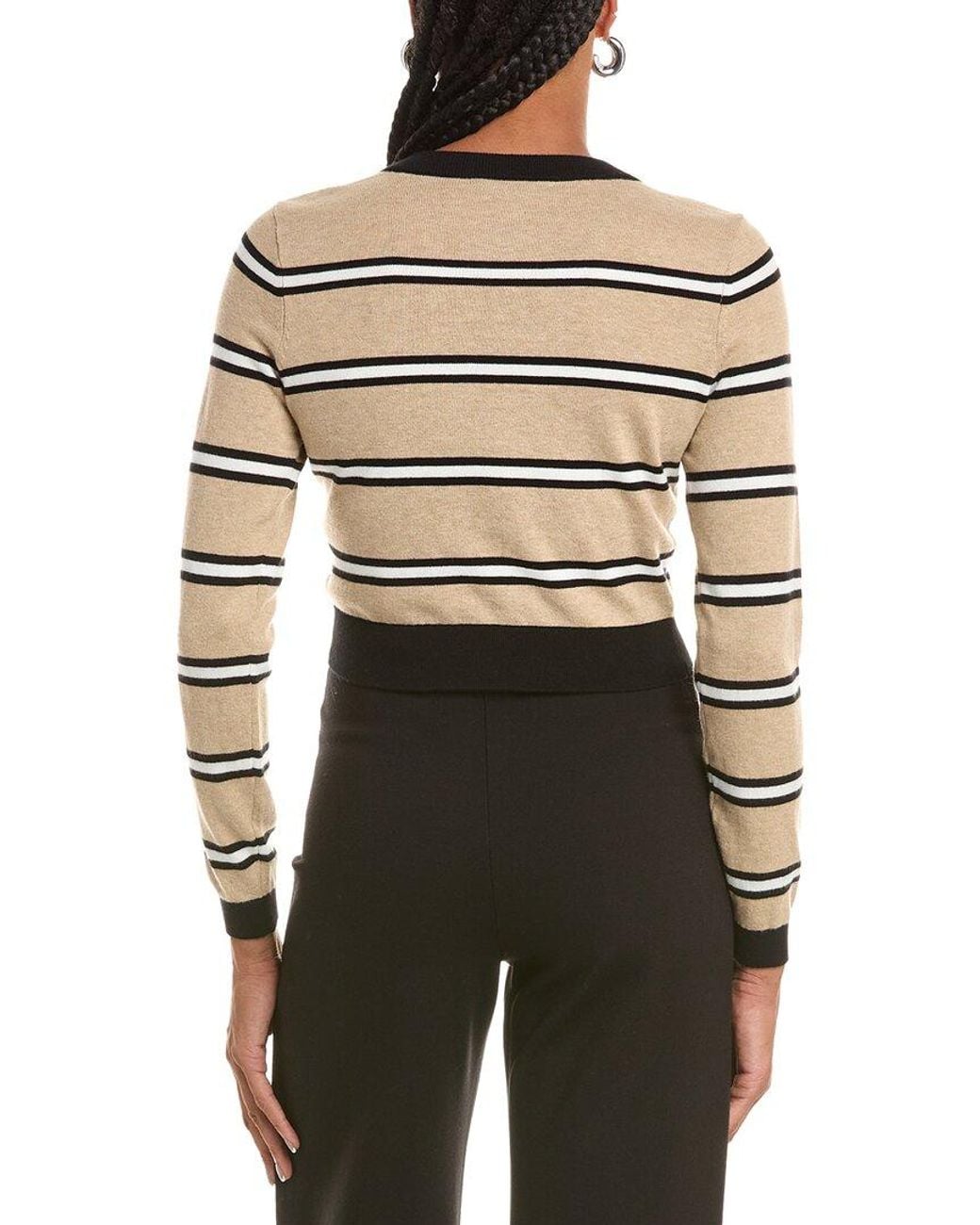 Alice + Olivia Brown Dollie Striped Cardigan