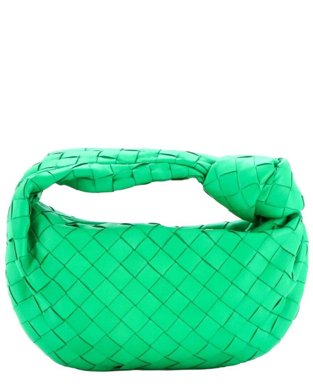 Bottega Veneta Green Intrecciato Nappa Leather Jodie Hobo Mini (Authentic Pre-Loved)