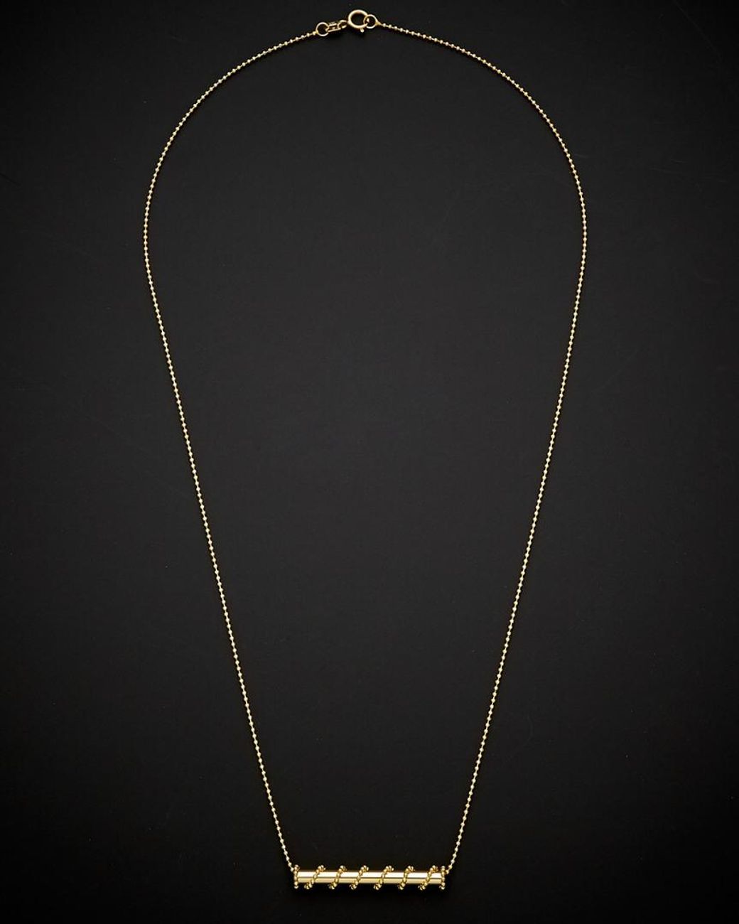 Italian Gold Black 14k Horizontal Tube Necklace