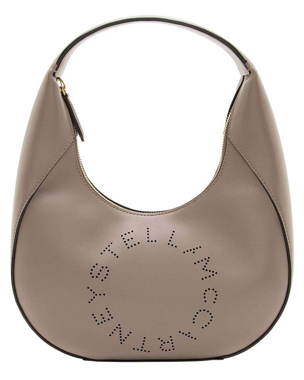 Stella McCartney Gray Beige Eco Alter Nappa Perforated Logo Small Hobo (authentic Pre-loved)