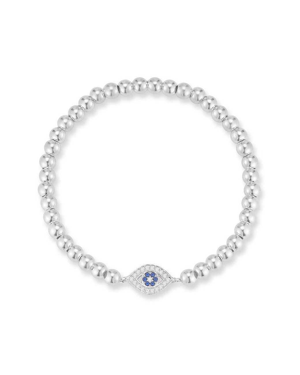 Sphera Milano White Silver Cz Evil Eye Stretch Bracelet