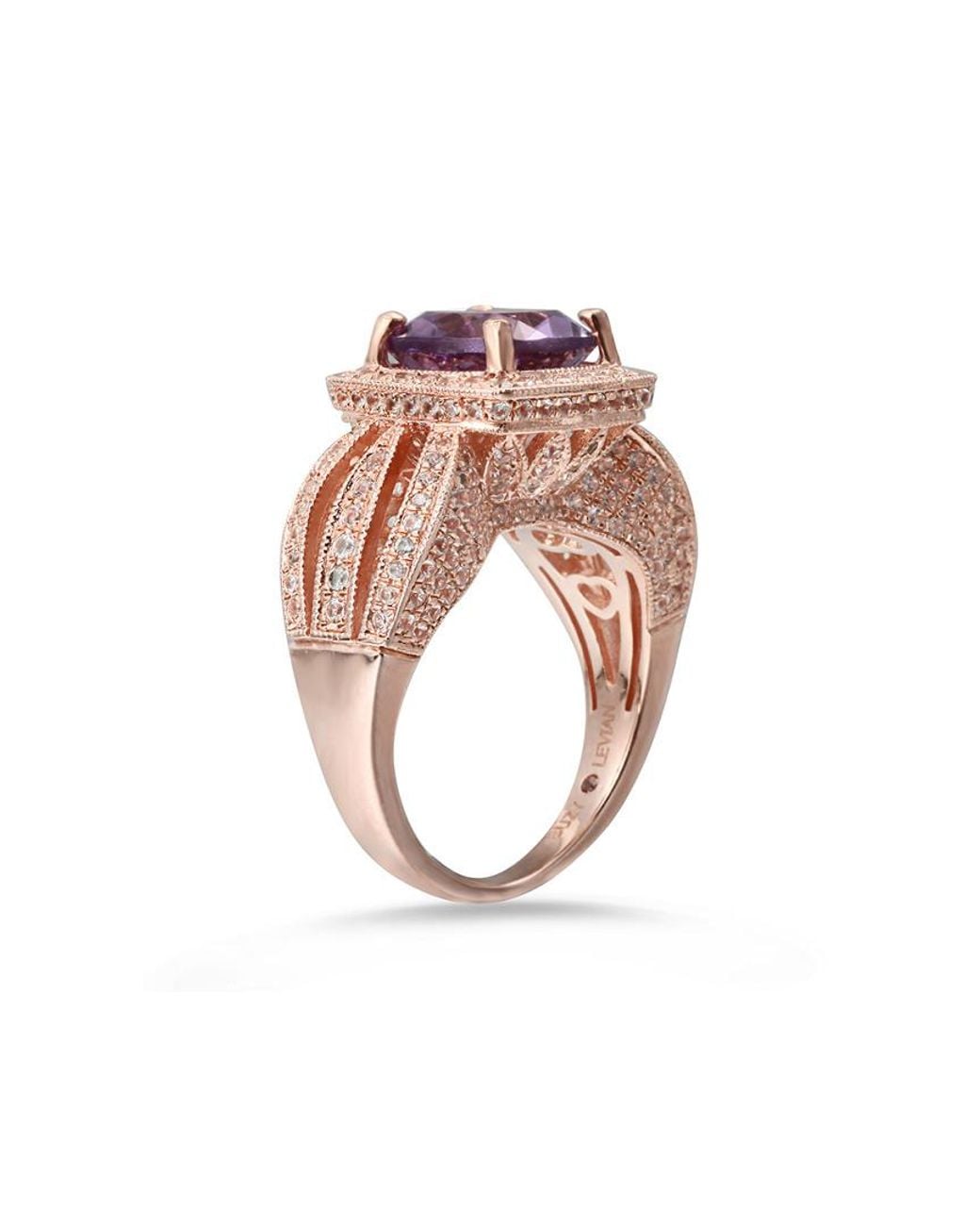 Suzy Levian Multicolor Rosed Silver 4.59 Ct. Tw. Gemstone Statement Ring