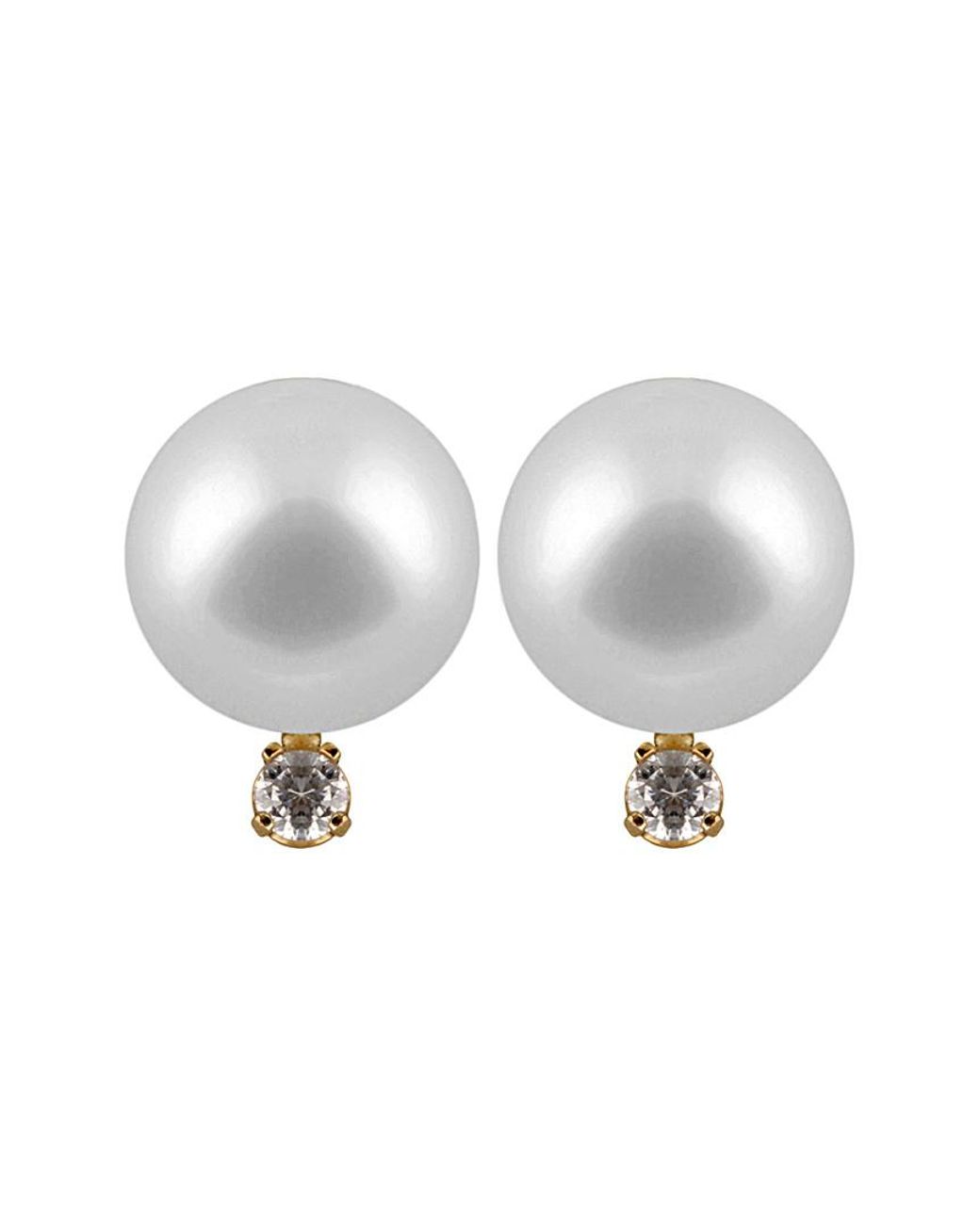 Splendid White 14k Diamond & 5-5.5mm Akoya Pearl Earrings