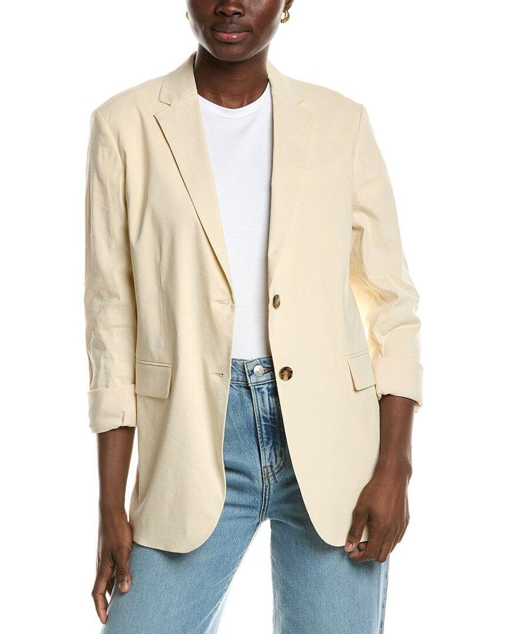 Theory Natural Rolled Sleeve Bf Linen-Blend Jacket
