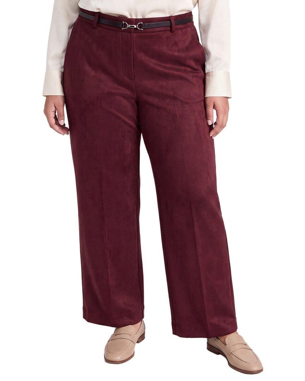 Anne Klein Red Plus Wide Leg Scuba Pant