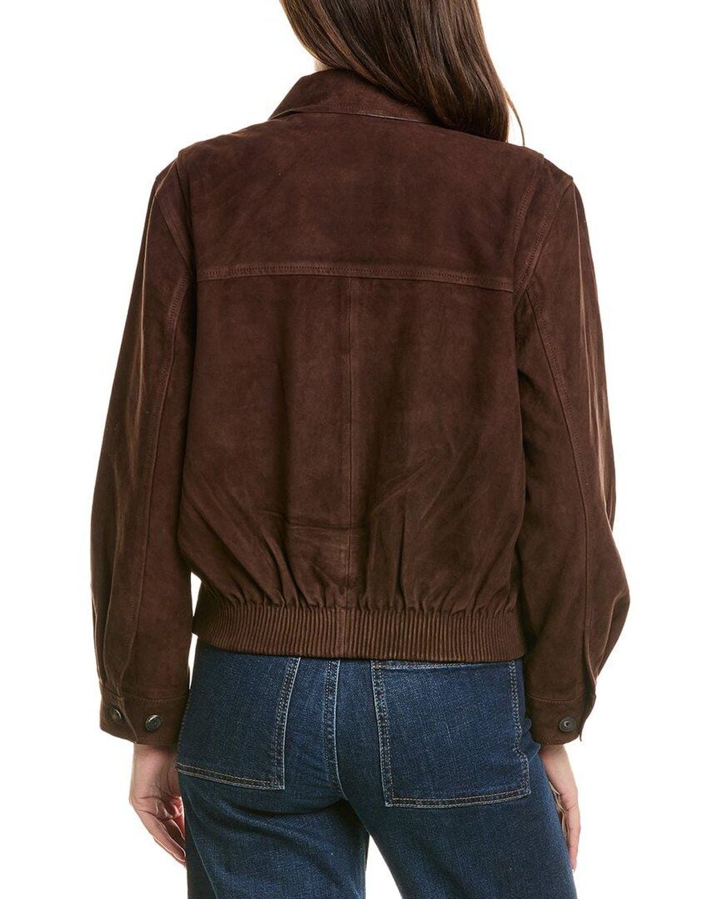 Neiman Marcus Brown Zip Up Collared Suede Jacket