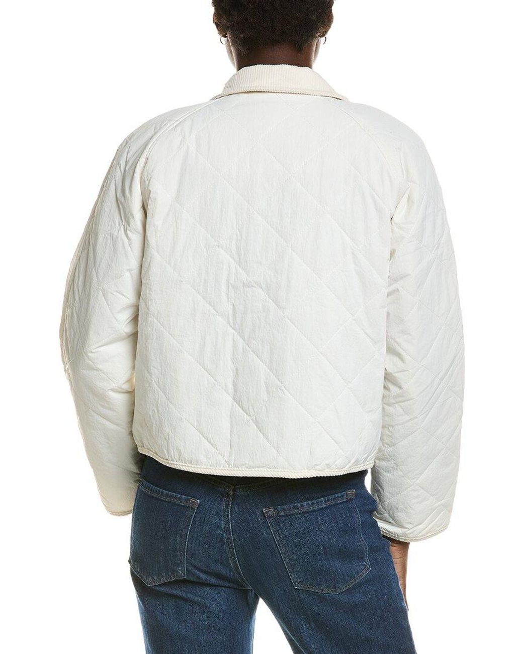 Marion Blue Quilted Buttoned Collar Jacket