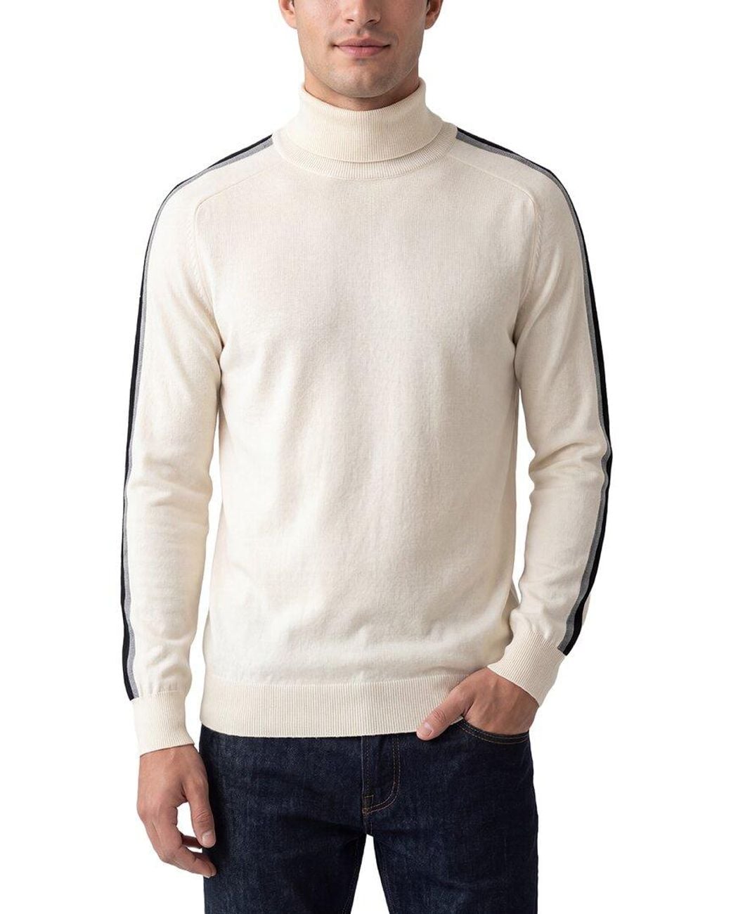 N.Peal Cashmere Natural Cashmere-Blend Stripe Sweater for men