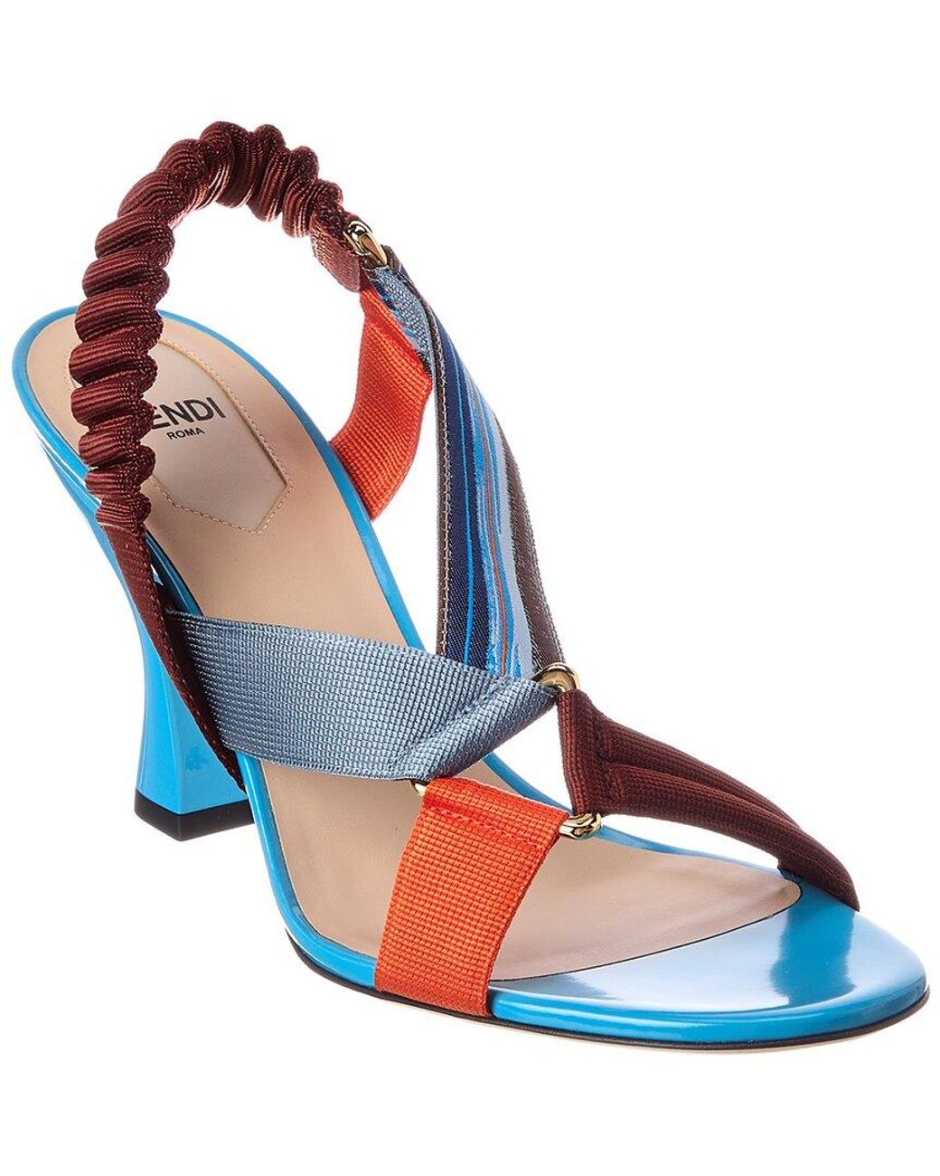 Fendi Blue Iconic Colibri Patent Sandal