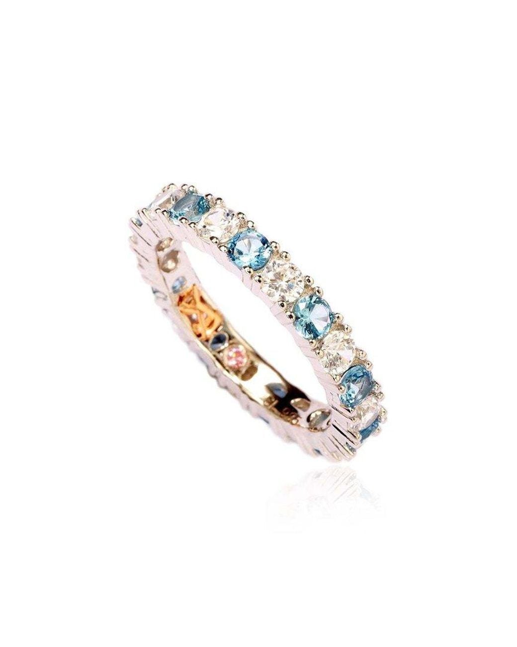 Suzy Levian White Silver Cz Stackable Ring