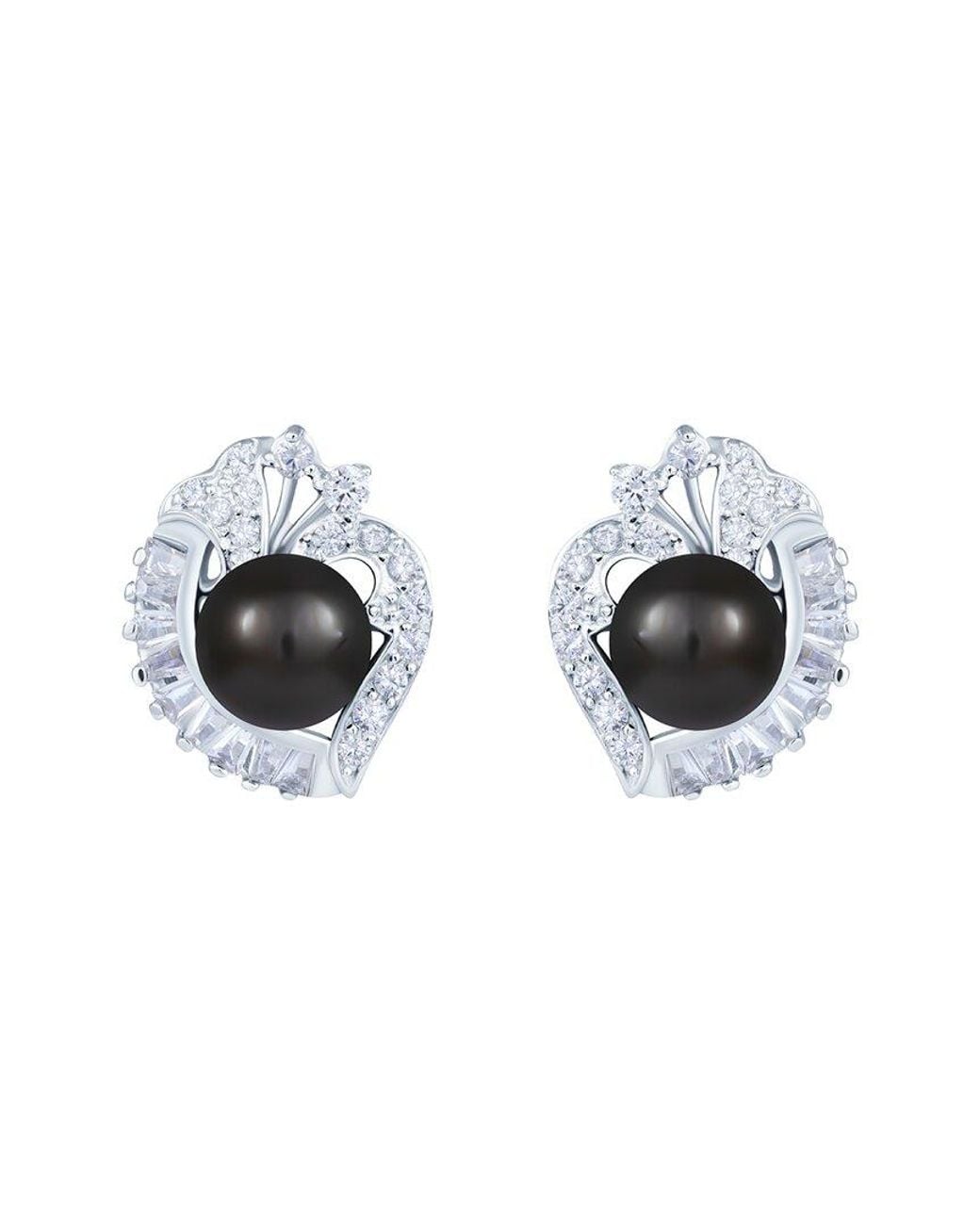 Splendid Metallic 10Mm Pearl Cz Plated Earrings