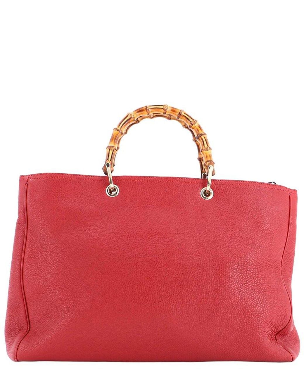Gucci Red Bamboo Shopper Tote Large (authentic Pre-loved)