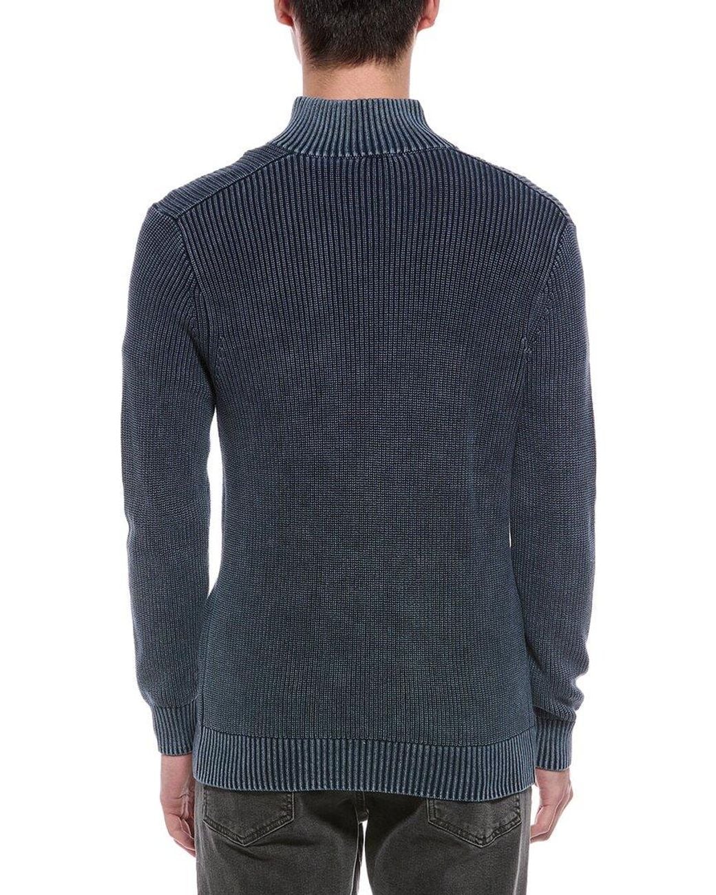 Faherty Brand Blue Sunwashed 1/4-Zip Sweater for men