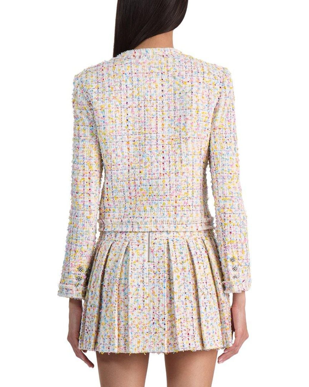 Alice + Olivia White Landon Cropped Box Jacket