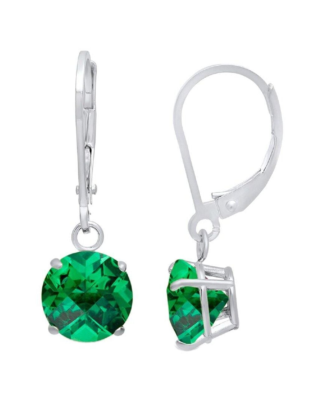 MaxColor White Silver 2.90 Ct. Tw. Lab-grown Emerald Dangle Earrings