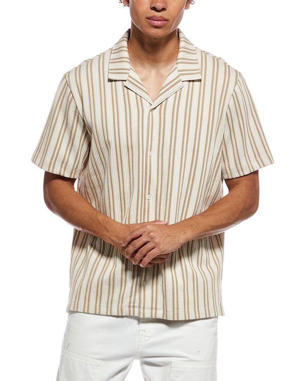 Vince White Jacquard Stripe Button Down Shirt for men
