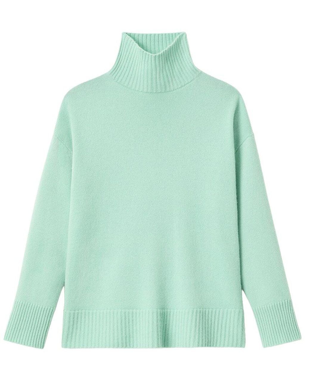 Lafayette 148 New York Green Stand Collar 100% Cashmere Sweater