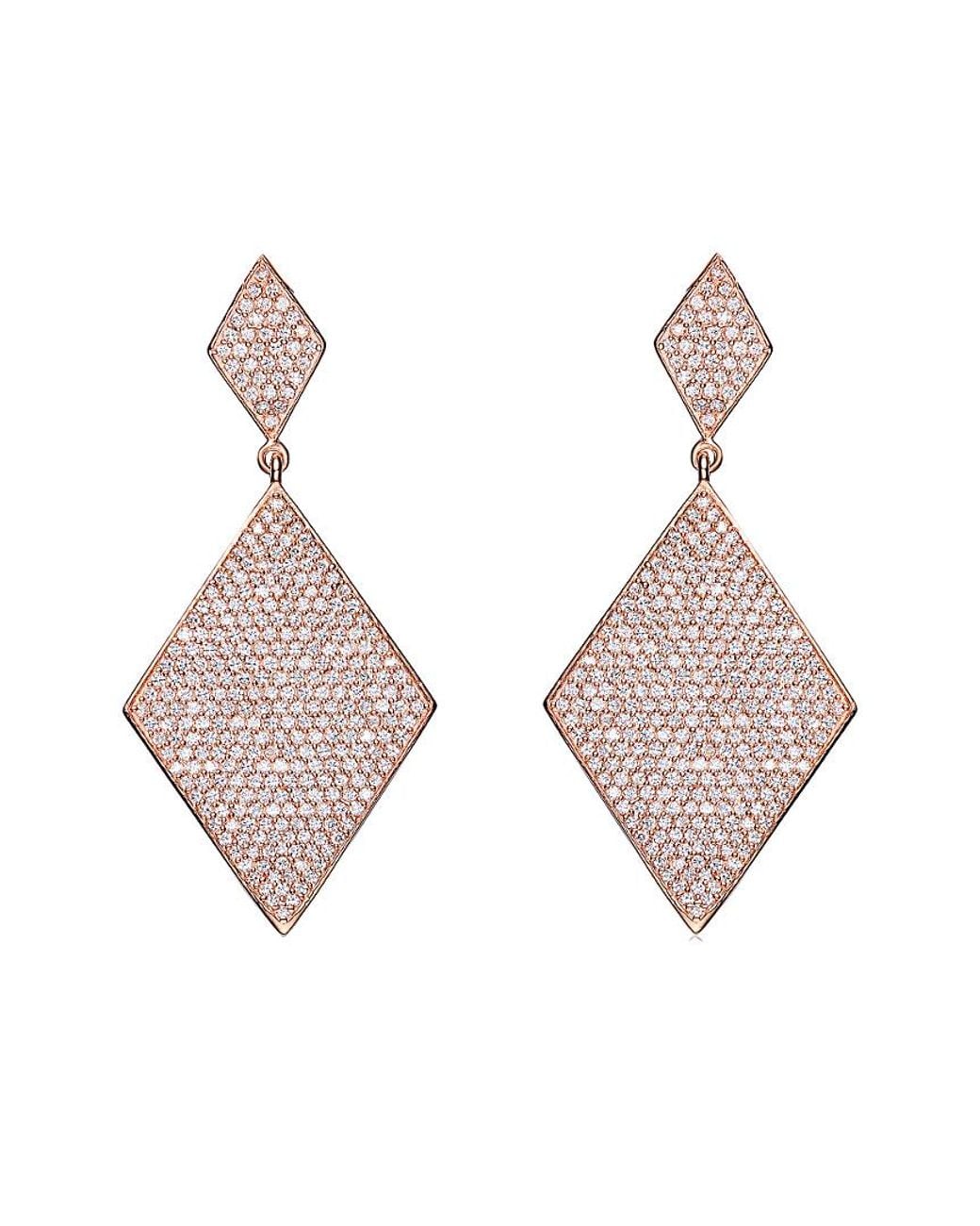 Genevive Jewelry Pink 14k Rose Gold Vermeil Cz Geometric Earrings