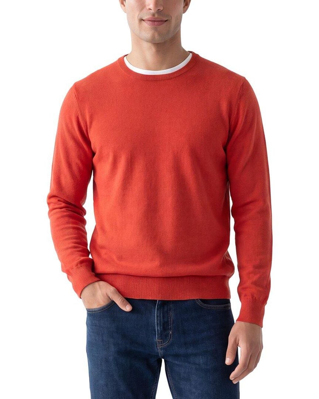 Gran Sasso Red 100% Cashmere Crewneck Sweater for men