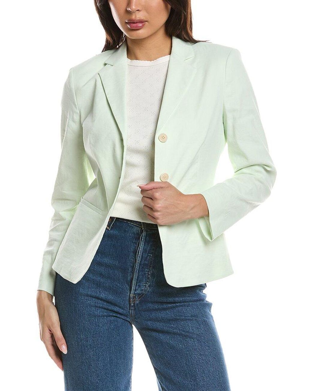 Theory Gray Linen-Blend 3-Button Jacket