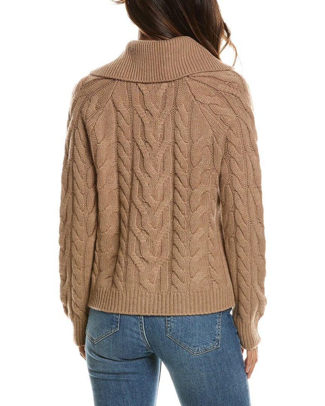 Forte Natural Luxe Cable Wool & Cashmere-Blend Cardigan