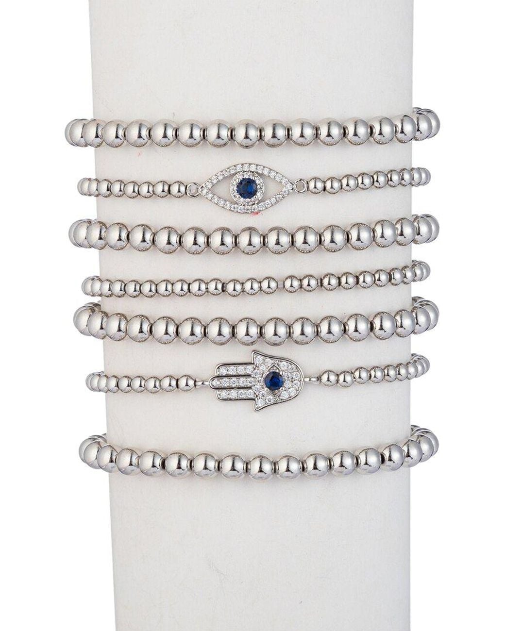 Eye Candy LA White The Luxe Collection Titanium Cz Sanaz Stretch Bracelets