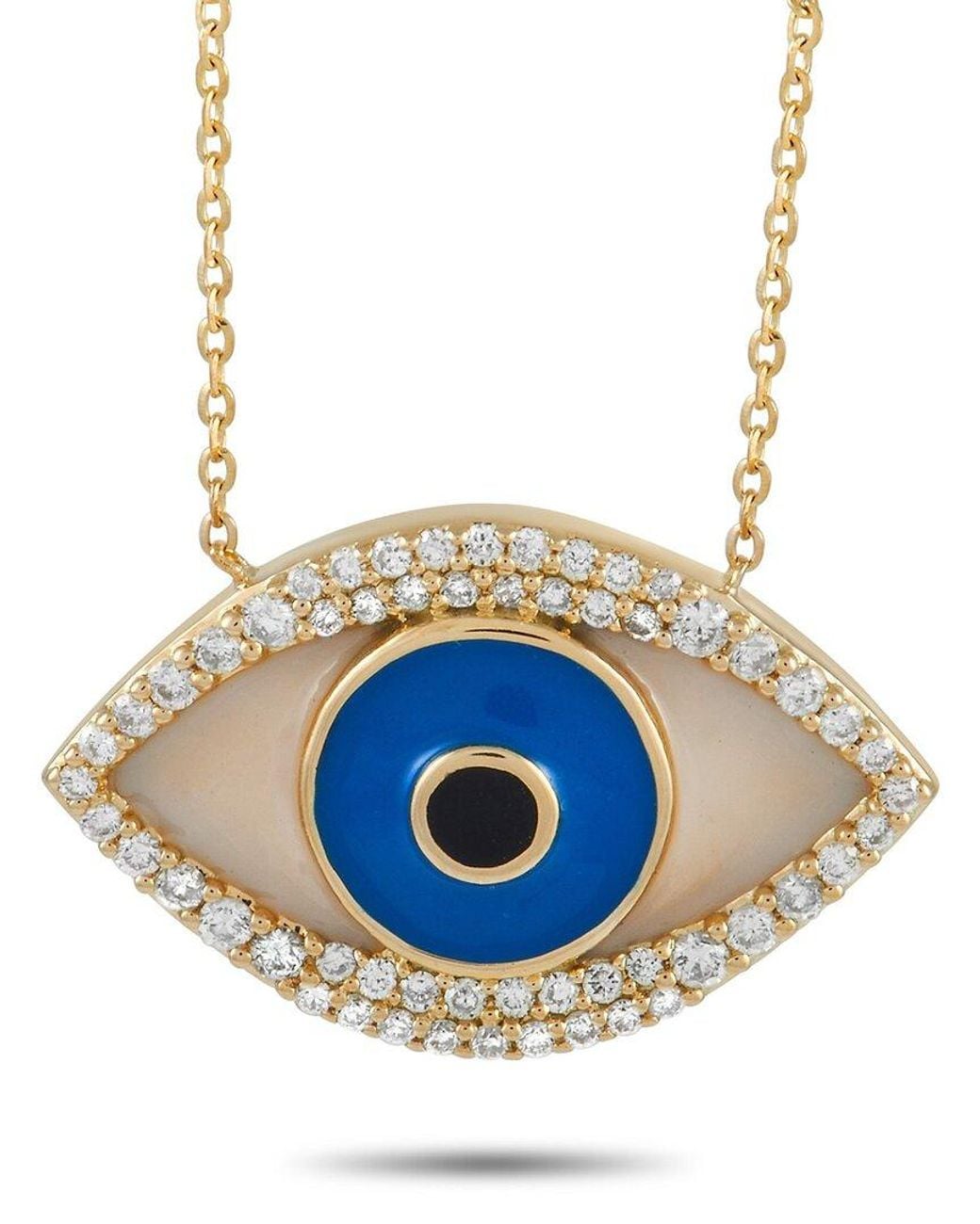 Diamond Select Cuts Blue 14k 0.38 Ct. Tw. Diamond Evil Eye Necklace