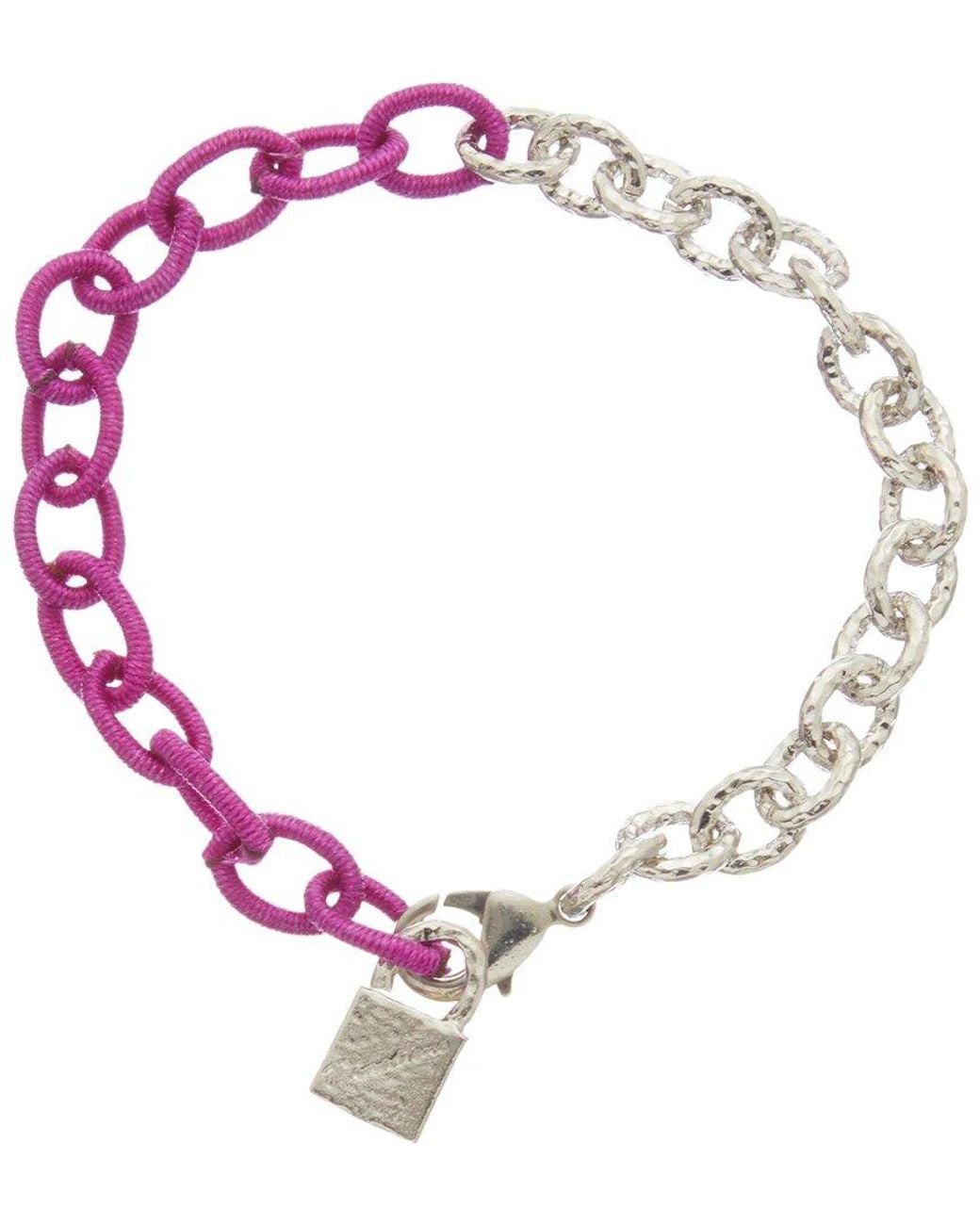 Juvell Pink 18k Plated Silk Link Bracelet