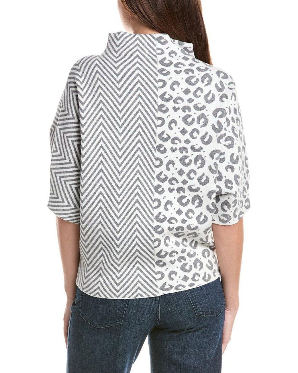Joseph Ribkoff Gray Mock Neck Pullover Top