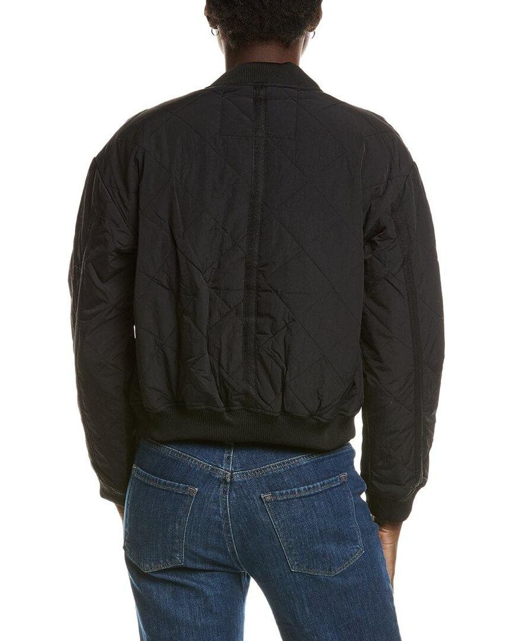 Marion Black Quilted Geometric Bomber Jacket