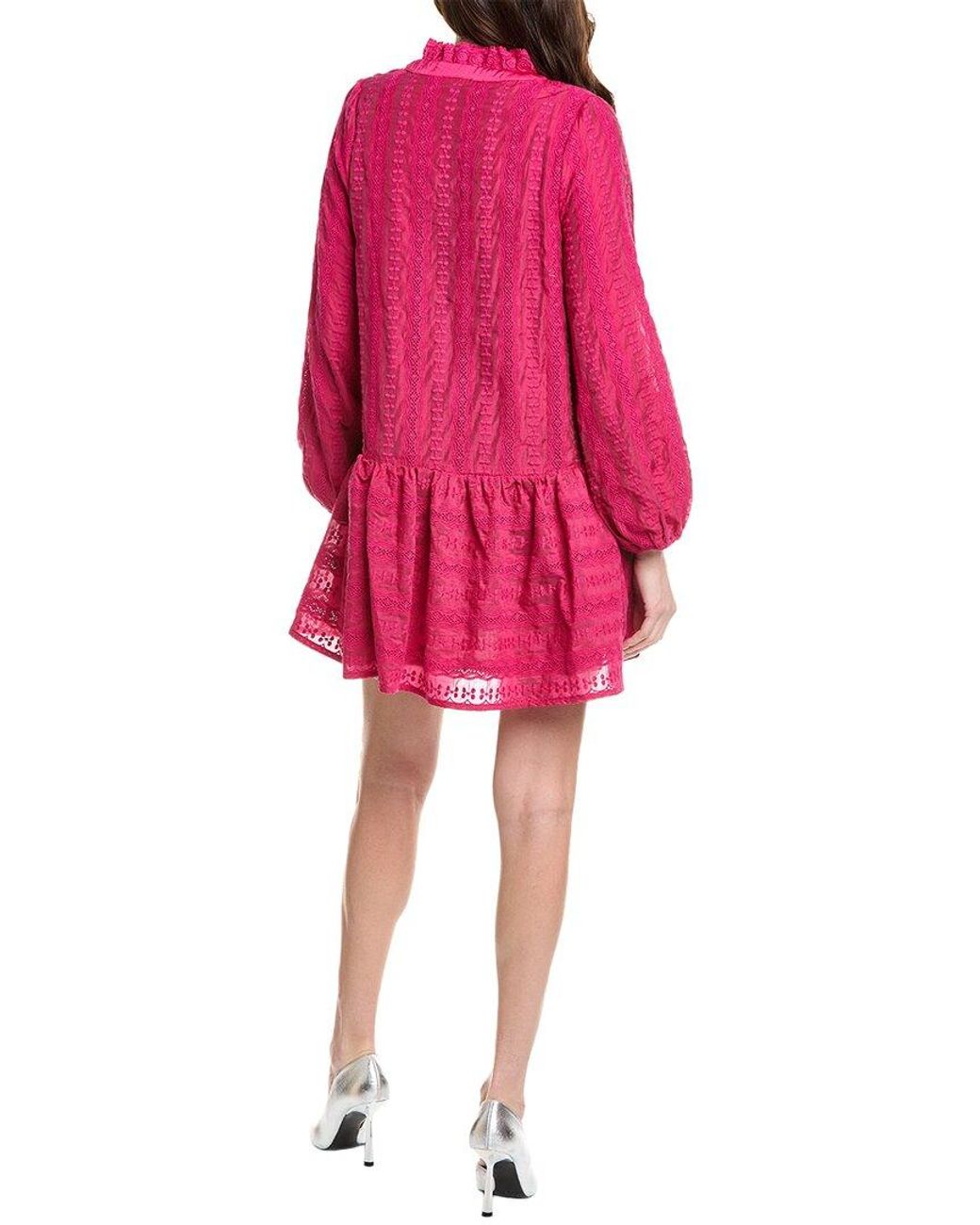 Fate Red Band Collar Drop Waist Lace Mini Dress