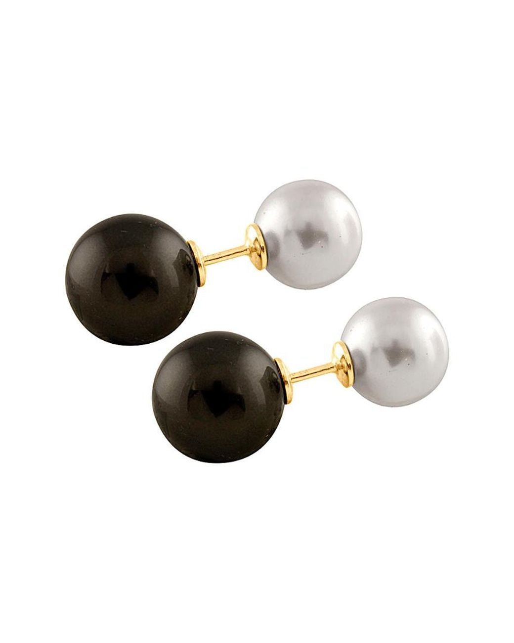 Splendid Black Silver 10-14mm Shell Pearl Earrings