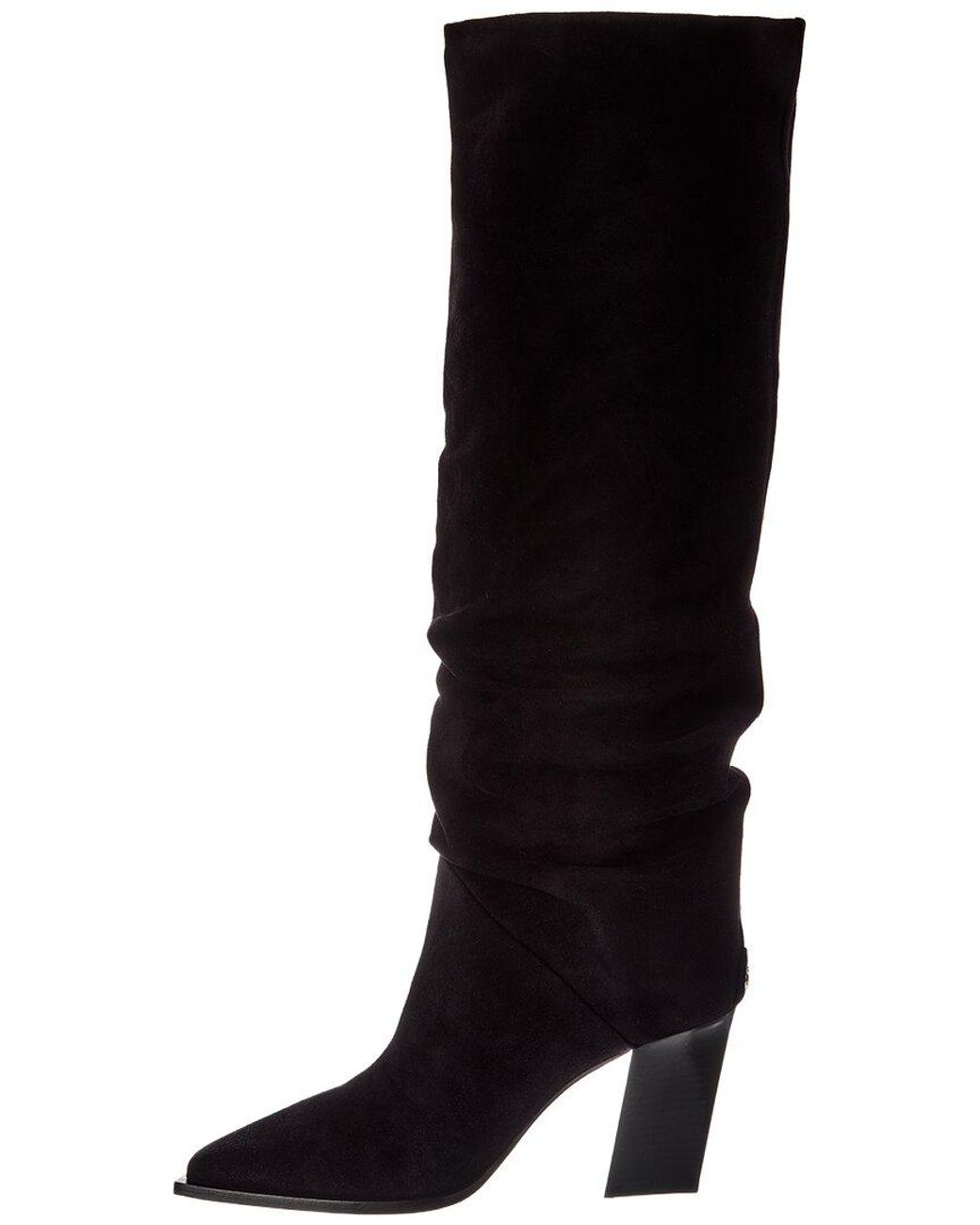 Jimmy Choo Black Hart 85 Suede Knee-High Boot