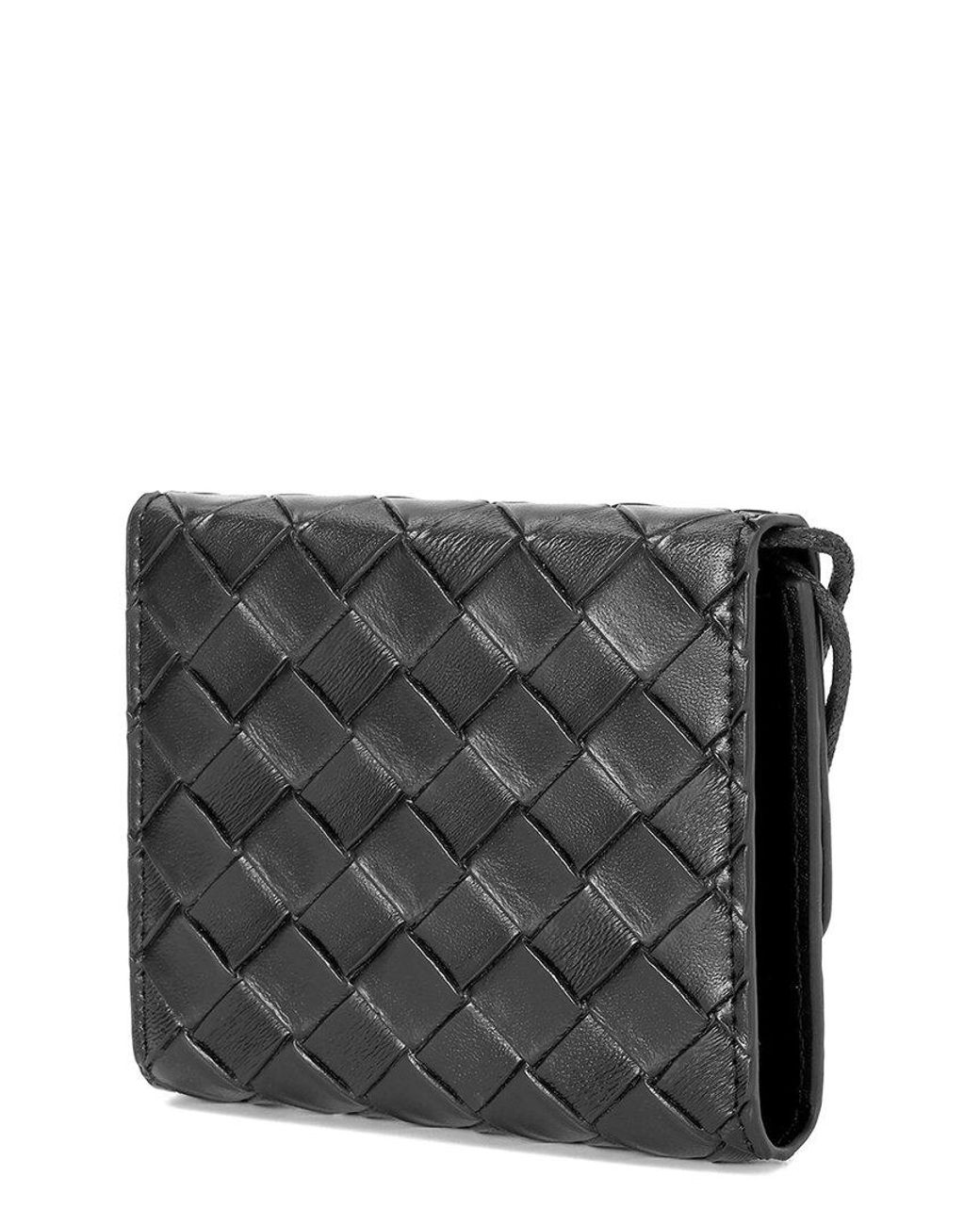 Tiffany & Fred Paris Black Woven Leather Wallet