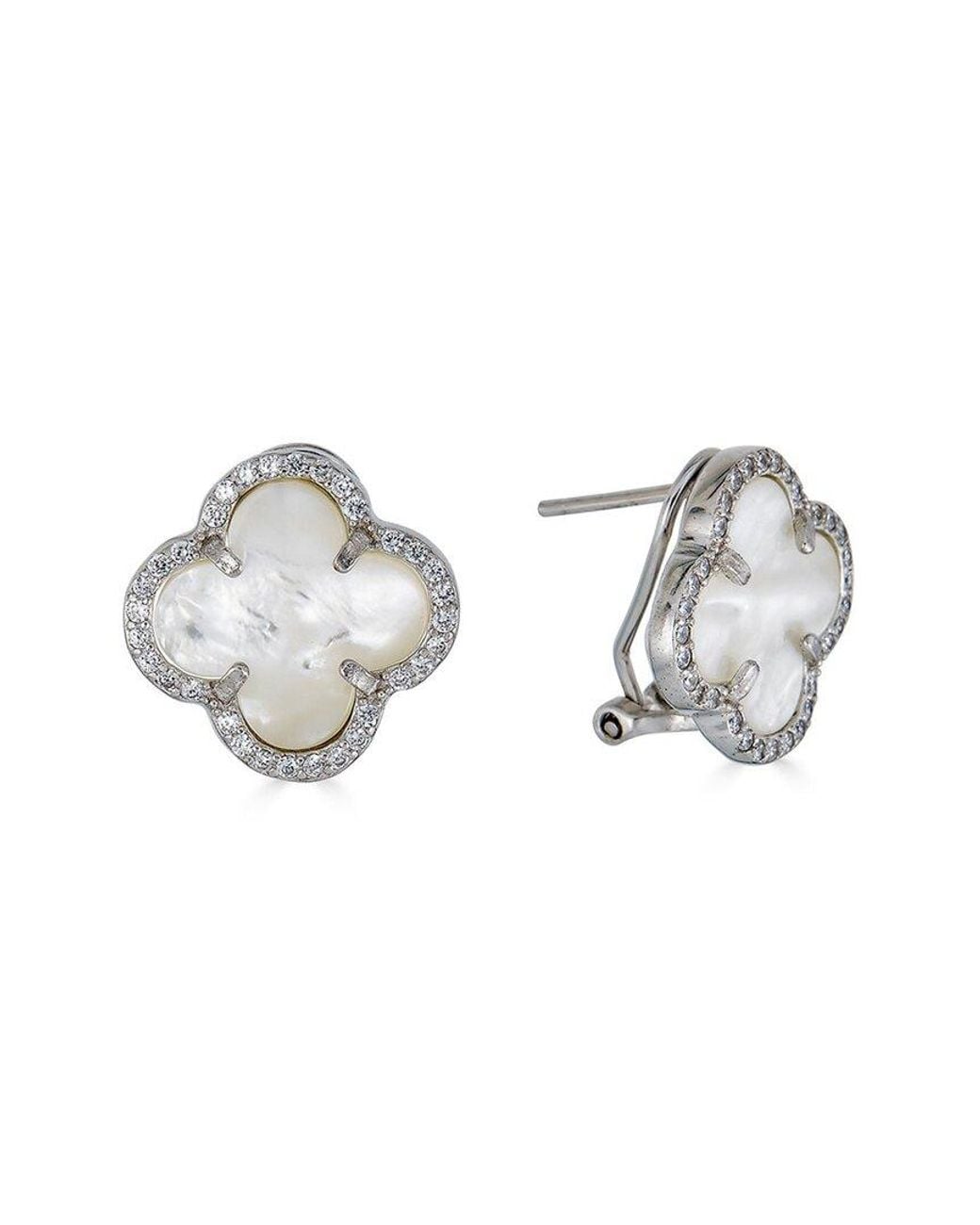 Belpearl Metallic Silver Freshwater Pearl Cz Earrings