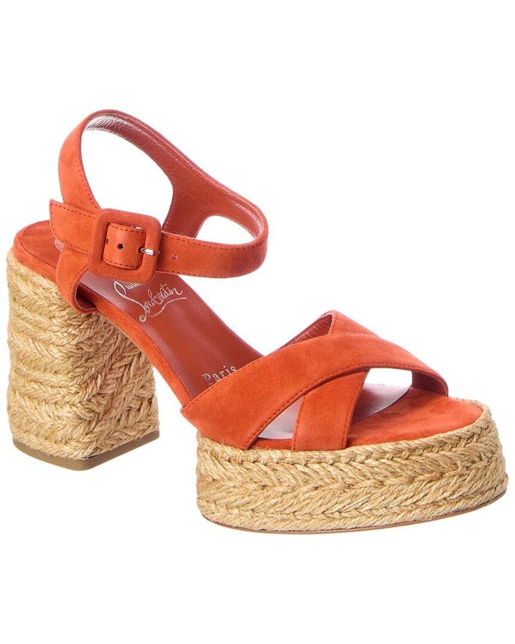 Christian Louboutin Orange Calakala 85 Suede Platform Sandal